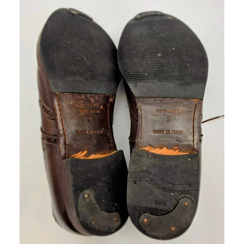 Paul Smith Wingtip Oxford Dress Shoes Men's 9 Brown Leather‎ Hand Crafted Italy